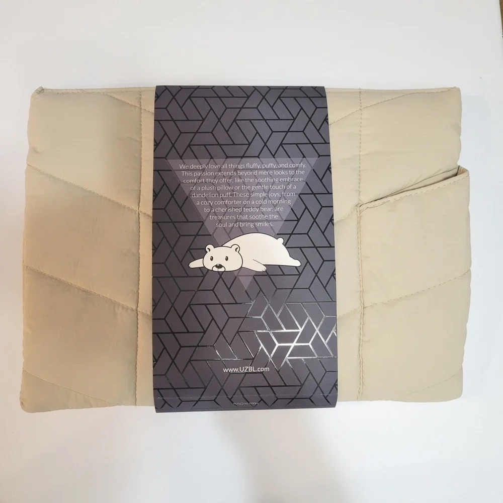 Puffy Sleeve Luxury Laptop Sleeve Case Beige Quilted Pouch UZBL Pillow Case‎